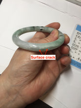 Load image into Gallery viewer, 55.2mm certified 100% natural Type A light green with green floating flowers round cut jadeite jade bangle BS109-2524