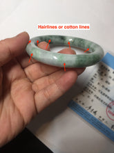 Load image into Gallery viewer, 55.8mm certified 100% natural Type A light green white with green floating flowers round cut jadeite jade bangle BS93-6606