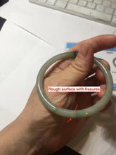 Load image into Gallery viewer, 56mm Certified Type A 100% Natural sunny green/black/gray with dark green floating flowers slim round cut Jadeite bangle PD78-5771