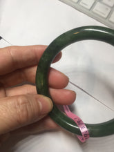 Load image into Gallery viewer, 58.5mm 100% Natural dark green nephrite Jade (碧玉) round cut bangle G39