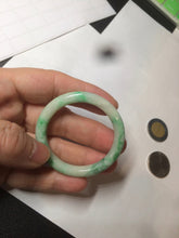 Load image into Gallery viewer, 35-38mm Type A 100% Natural sunny green/white Jadeite Jade kids bangle /scarf button group BF100