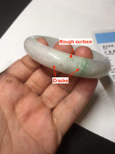 Load image into Gallery viewer, 47mm certified 100% natural Type A icy watery sunny green white oval jadeite jade bangle BP47-9362