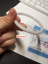 Load image into Gallery viewer, 58mm certified 100% natural type A light green/purple/white slim round cut jadeite jade bangle BN50-3117