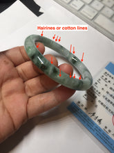 Load image into Gallery viewer, 56mm certified 100% natural Type A light green/white with green floating flowers round cut jadeite jade bangle BS92-6607