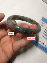 Load image into Gallery viewer, 49mm certified Type A 100% Natural icy watery yellow black(WuJi) oval Jadeite Jade bangle BM113-2674