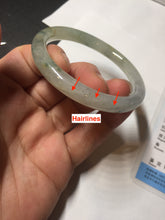 Load image into Gallery viewer, 52mm certified type A 100% Natural green/white with floating flowers slim oval jadeite jade bangle BP26-2670
