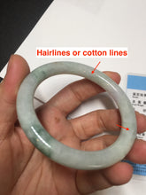 Load image into Gallery viewer, 54.2mm Certified type A 100% Natural light green white purple brown(FU LU SHOU) with green floating flowers round cut Jadeite bangle Q132-2859