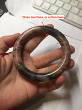 Load image into Gallery viewer, 56mm 100% natural pink/black/brown/yellow chubby round cut rose stone (Rhodonite) bangle AW35