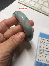 Load image into Gallery viewer, 54mm certified 100% natural Type A green white with green floating flowers chubby jadeite bangle PB245-9551