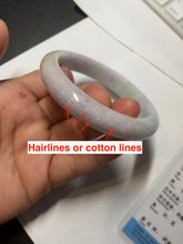 Load image into Gallery viewer, 57.5mm certified Type A 100% Natural light green purple white slim Jadeite Jade bangle BQ72-4938
