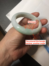 Load image into Gallery viewer, 53.5mm certified 100% natural Type A sunny green/white jadeite jade bangle BM41-8047