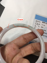 Load image into Gallery viewer, 58mm certified 100% natural type A light green/purple/white slim round cut jadeite jade bangle BN50-3117