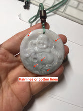 Load image into Gallery viewer, 100% Natural type A white light purple happy buddha jadeite Jade pendant AA27