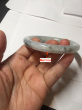 Load image into Gallery viewer, 58.2mm certified Type A 100% Natural icy light green white with green floating flowers round cut Jadeite Jade bangle BS63-7349