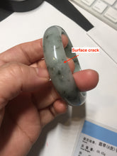Load image into Gallery viewer, 54.5mm certified 100% natural icy watery light green with dark green flying flowers jadeite jade bangle S90-7079