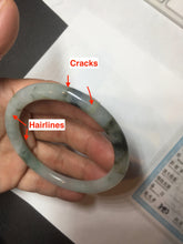 Load image into Gallery viewer, Sold! please don't order. THanks. 57mm certified type A 100% Natural green/brown/purple slim round cut jadeite jade bangle GL38-6-9010