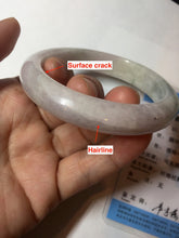 Load image into Gallery viewer, 56.9mm Certified Type A 100% Natural dark green/white/purple Jadeite Jade bangle BL82-4053