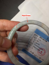 Load image into Gallery viewer, 58mm certified 100% natural type A light green/purple/white slim round cut jadeite jade bangle BN52-3126