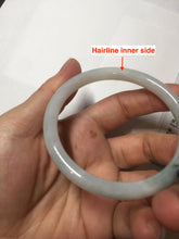 Load image into Gallery viewer, 56mm Certified Type A 100% Natural light green purple slim round cut Jadeite bangle PB175-9123