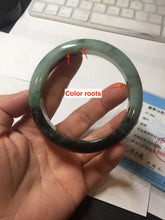 Load image into Gallery viewer, 58.5mm certified Type A 100% Natural sunny green dark green light green (half mountain half watery 半山半水) Jadeite Jade bangle PB194-9765