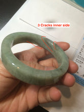 Load image into Gallery viewer, 57.6mm certified type A 100% Natural light green/gray square style Jadeite Jade bangle AX101-1509
