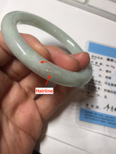 Load image into Gallery viewer, 54.9mm certified natural 100% natural Type A light green round cut jadeite jade bangle BP18-4995
