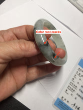 Load image into Gallery viewer, 51.5mm certified Type A 100% Natural icy watery light green white oval Jadeite Jade bangle BS65-7412