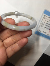 Load image into Gallery viewer, 53.5mm Certified type A 100% Natural light green purple brown black slim round cut Jadeite bangle PB184-9125