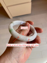 Load image into Gallery viewer, 57.8mm certified  100% natural sunny green/white jadeite jade bangle BF42-1471