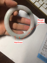 Load image into Gallery viewer, 55mm Certified type A 100% Natural light green/purple/yellow round cut Jadeite bangle AE62-6546