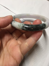 Load image into Gallery viewer, 54.5mm certified 100% natural Type A dark green/purple/white with green floating flowers jadeite jade bangle PB230-2822