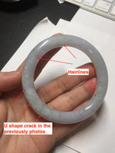 Load image into Gallery viewer, 56mm Certified type A 100% Natural icy watery light green/purple round cut Jadeite bangle BN41