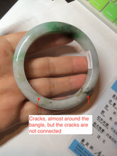 Load image into Gallery viewer, 56.4mm certificated Type A 100% Natural sunny green/white Jadeite Jade bangle Z131-2354