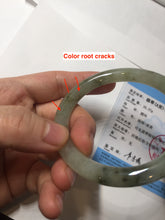 Load image into Gallery viewer, 54.5mm Certified type A 100% Natural light green dark green floating seaweed round cut Jadeite bangle PC137-6611