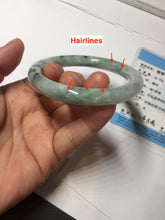Load image into Gallery viewer, 55.2mm certified 100% natural Type A light green with green floating flowers round cut jadeite jade bangle BS109-2524