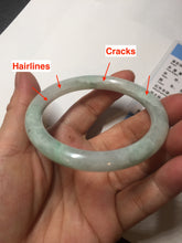 Load image into Gallery viewer, 54mm Certified type A 100% Natural sunny green/white round cut Jadeite bangle BN81-9817