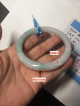 Load image into Gallery viewer, 56.5mm certified 100% natural type A white/light green white purple jadeite jade bangle AH96-0543