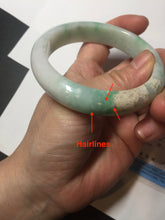Load image into Gallery viewer, 57mm certified 100% natural type A sunny green/white jadeite jade bangle BN100-7706