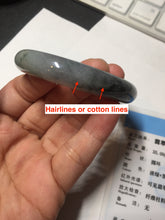 Load image into Gallery viewer, 49mm certified Type A 100% Natural icy watery yellow black(WuJi) oval Jadeite Jade bangle BM113-2674