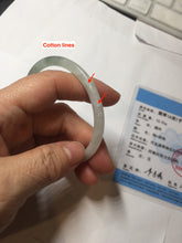 Load image into Gallery viewer, 55.3mm Certified type A 100% Natural icy watery dark green white half mountain half water two-tone(半山半水) slim round cut Jadeite bangle BG218-8579