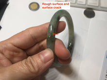 Load image into Gallery viewer, 54.5mm Certified type A 100% Natural light green dark green floating seaweed slim round cut Jadeite bangle PC59-6609