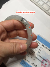 Load image into Gallery viewer, 54.7mm certified Type A 100% Natural icy watery light green with green floating flowers round cut Jadeite Jade bangle BK136-7343