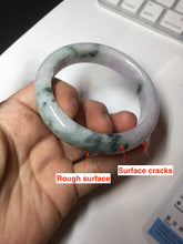 Load image into Gallery viewer, 54.4mm certified 100% natural Type A light purple with sunny green flying flowers jadeite jade bangle BL105-8717