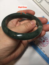 Load image into Gallery viewer, 57.2mm certified natural Type A oily dark green/black jadeite jade bangle BG77-0408