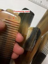 Load image into Gallery viewer, 12.5x4cm 100% Natural black brown yellow Buffalo Horn Rake Comb with Massage Handle (defects) group NJ2