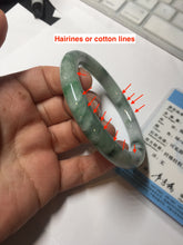 Load image into Gallery viewer, 56mm certified 100% natural Type A light green/white with green floating flowers round cut jadeite jade bangle BS92-6607