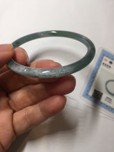 Load image into Gallery viewer, 59.5mm Certified Type A 100% Natural dark green/blue/gray with Guatemala slim round cut Jadeite bangle BG202-8832