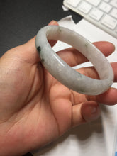 Load image into Gallery viewer, 49mm certified 100% natural Type A icy watery light green/white/purple oval jadeite jade bangle BN40-2854