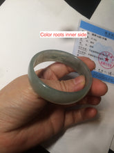 Load image into Gallery viewer, 49.5mm Certified Type A 100% Natural icy watery light green/gray/black thin Jadeite Jade bangle AY79-3208