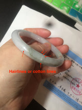 Load image into Gallery viewer, 54mm certificated Type A 100% Natural light green/white round cut Jadeite Jade bangle BK70-9864